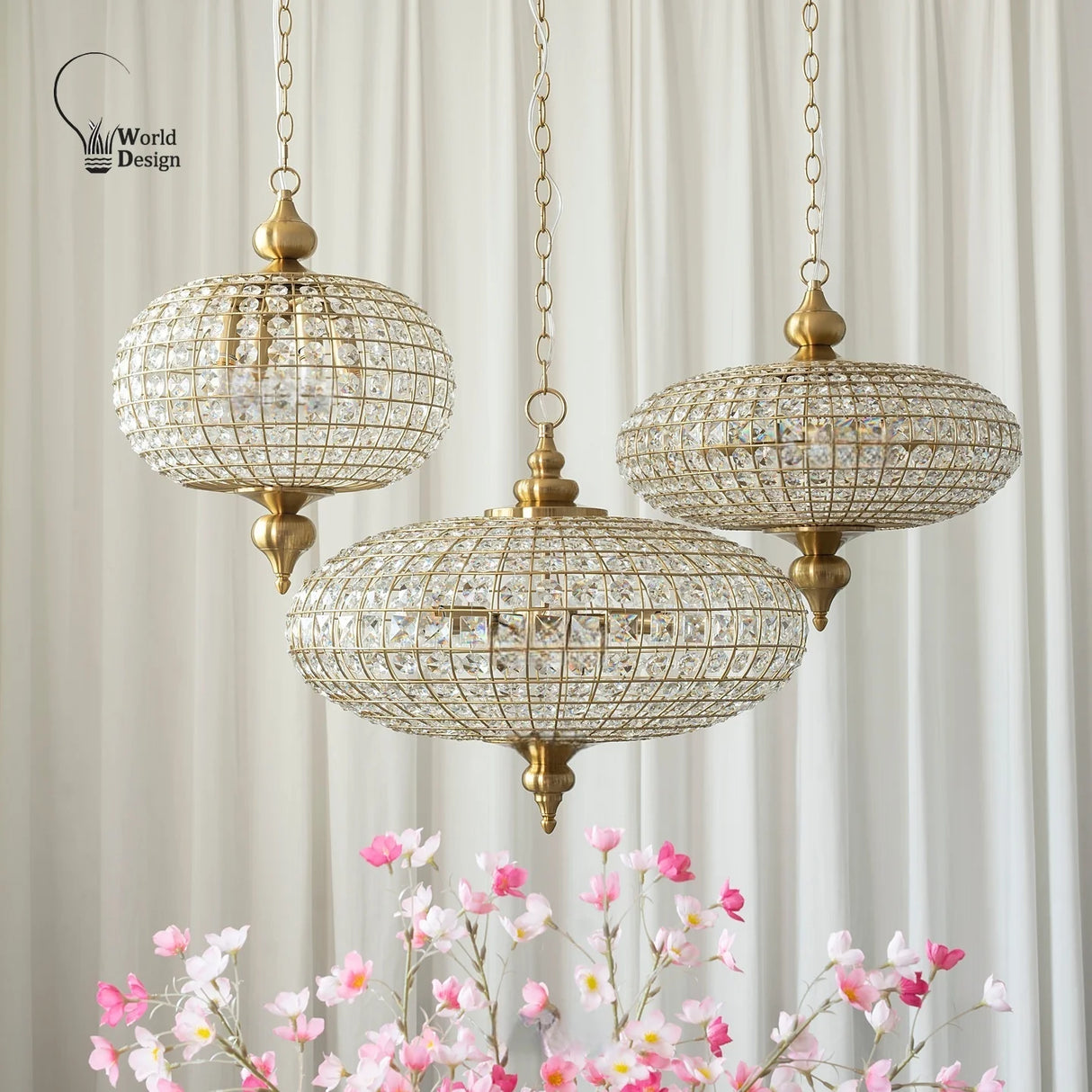 Vintage K9 Crystal Pendant Lights for Living Room Bedroom American Copper Crystal Ceiling Chandelier for Dining Room Kitchen Bar