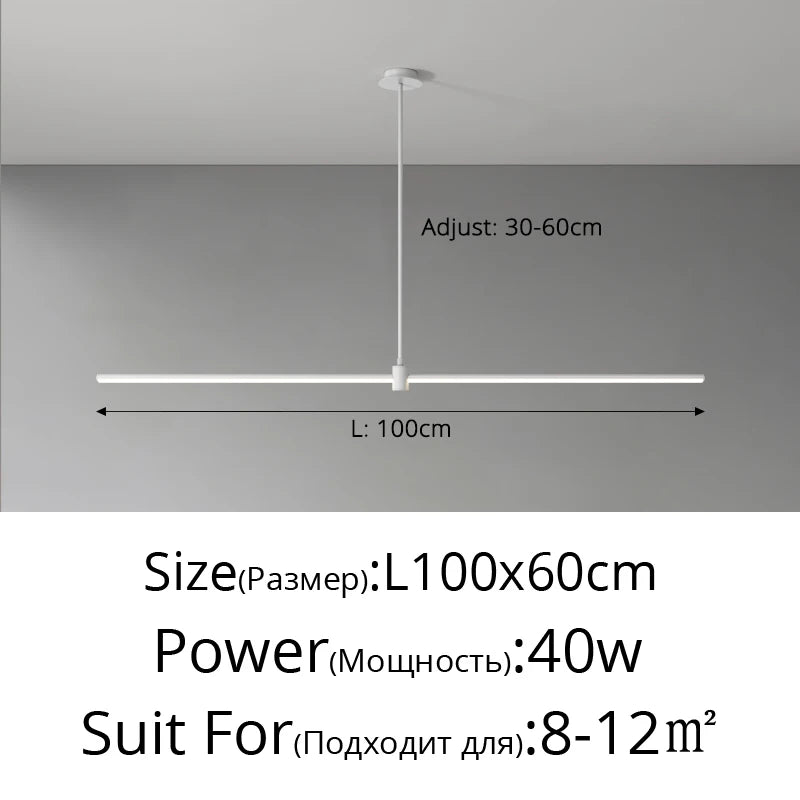 Modern Simplicity Long Linear LED Pendant Lights Strip Hanging Indoor Lamps for Office Table Kitchen Home Decoration Chandelier