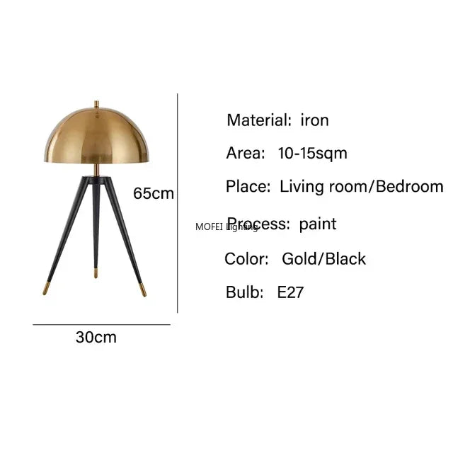 Nordic Postmodern Luxury Retro Art Exhibition Hall Bedroom Living Room Creative Tripod Mushroom Bedside Table Lights Floor Lamp