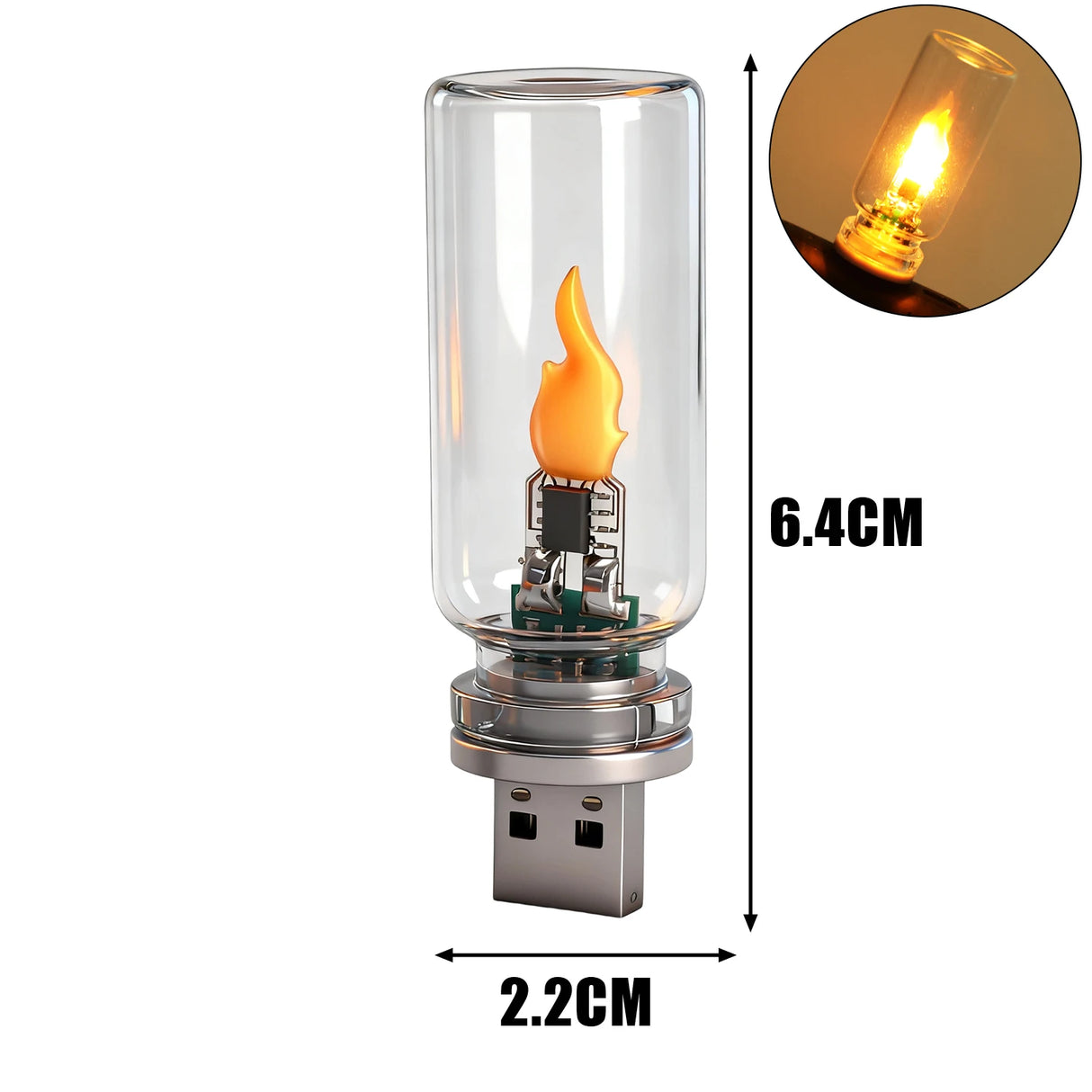 USB Car Ambient Light - LED Flickering Candle Bulb for Interior Decoration