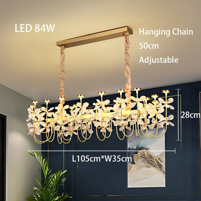 Luxury Crystal Butterfly Chandeliers 2024 New Modern LED Dimmable Lustres Pendant Lamps Home Decor Suspension Luminaire Lampen