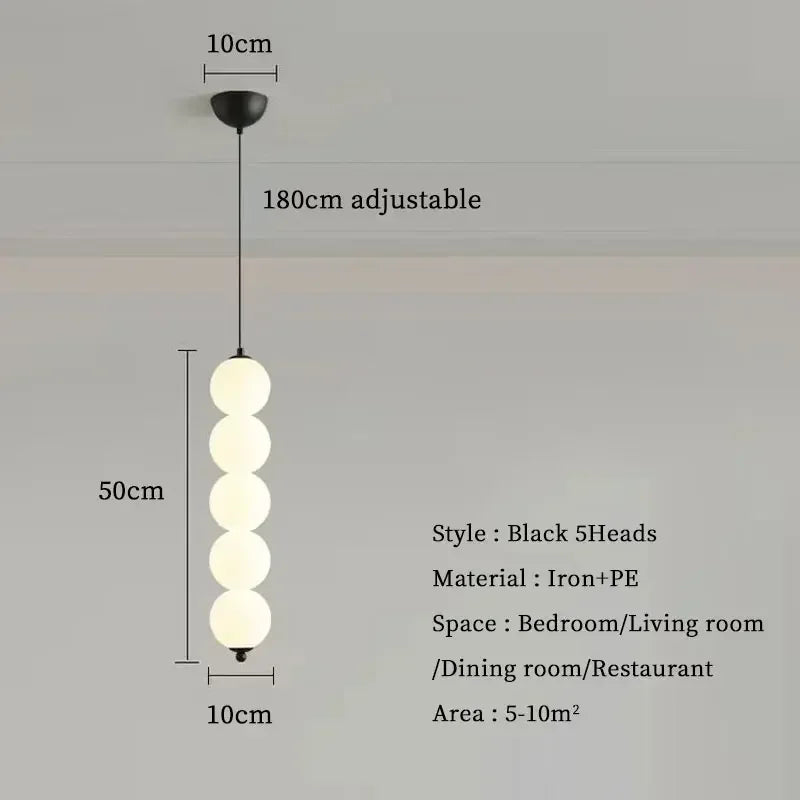 Bedroom Bedside LED Pendant Lights Ceiling Lamp for Living Dining Room Restaurant Indoor Lighting Decor PVC Ball Fixture Modern