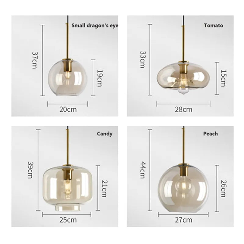 Modern Nordic hanging loft Glass luster Pendant Light industrial decors Lights Fixtures E27/E26 for Kitchen Restaurant Lamp