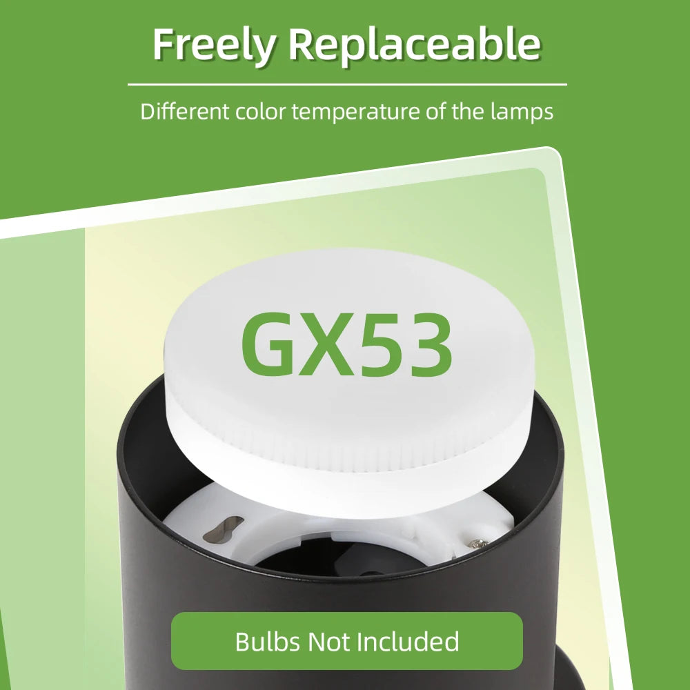 Rotatable GX53 LED Ceiling Spotlight - 350° Swivel Surface Mount Light