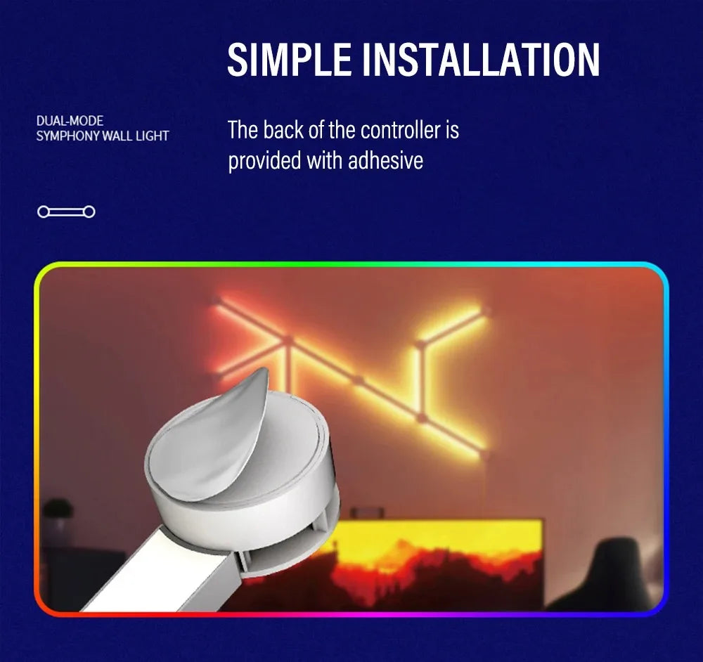 Smart RGB LED Constellation Splicing Wall Lights (Music Sync & APP Control) - DIY Geometric Modular Gaming Room Ambient Backlight & Bedroom Decor