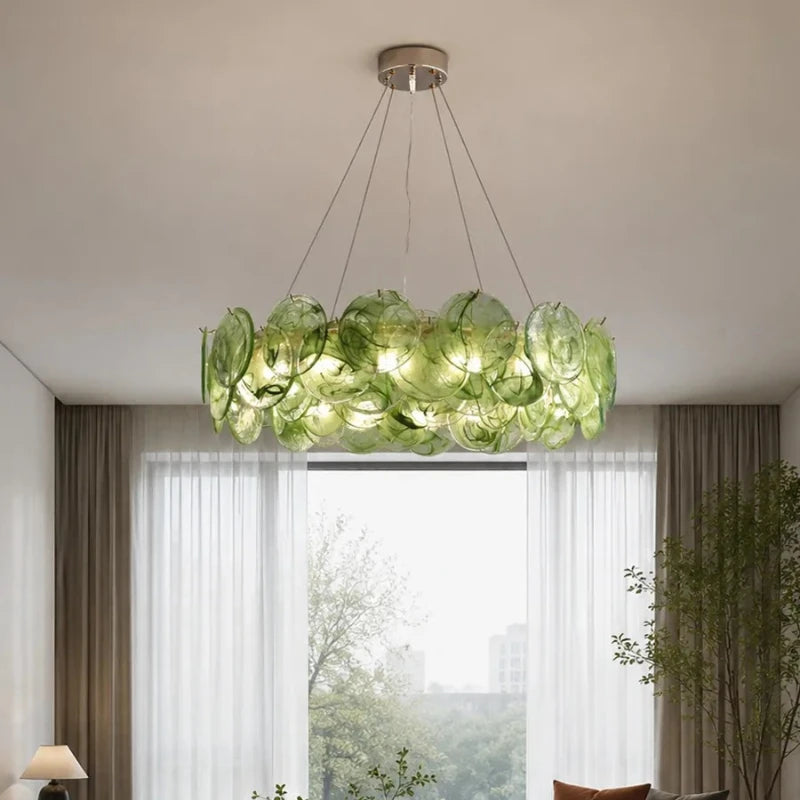 Colorful Italian Murano Glass Ceiling Chandelier - Luxury Handblown Pendant Light Fixture for Living Room, Bedroom & Hotel Lobby Decor
