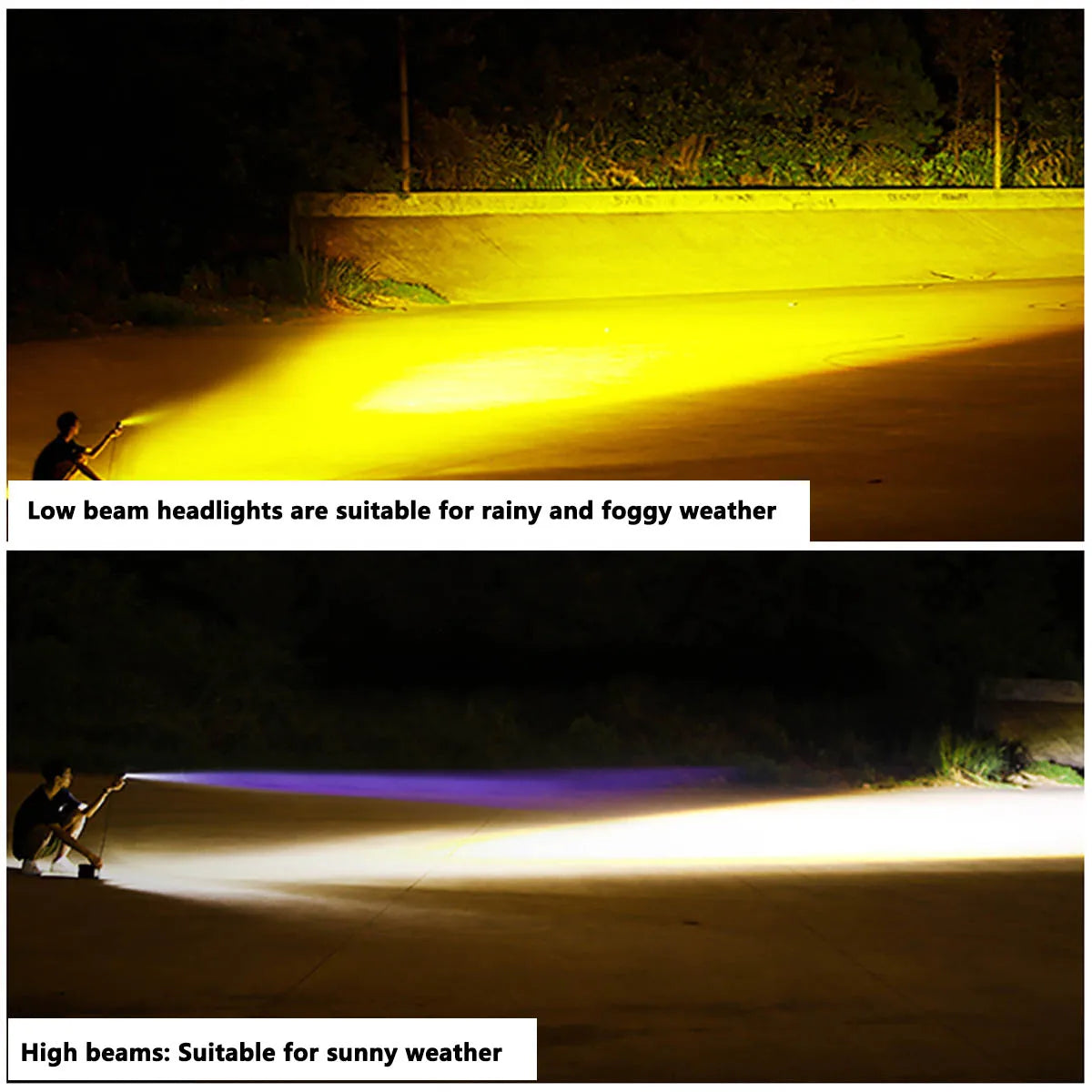 Dual Color LED Motorcycle Spotlights - 12V/24V Fog Lights for Car, SUV, UTV