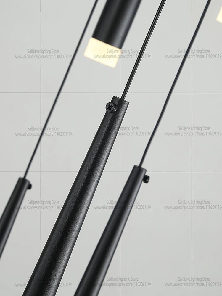 Modern Nordic Style Luxury Chandelier Villa Hanging Staircase Long Pendent Lamp LED Living Room Ceiling Light Indoor Lighting