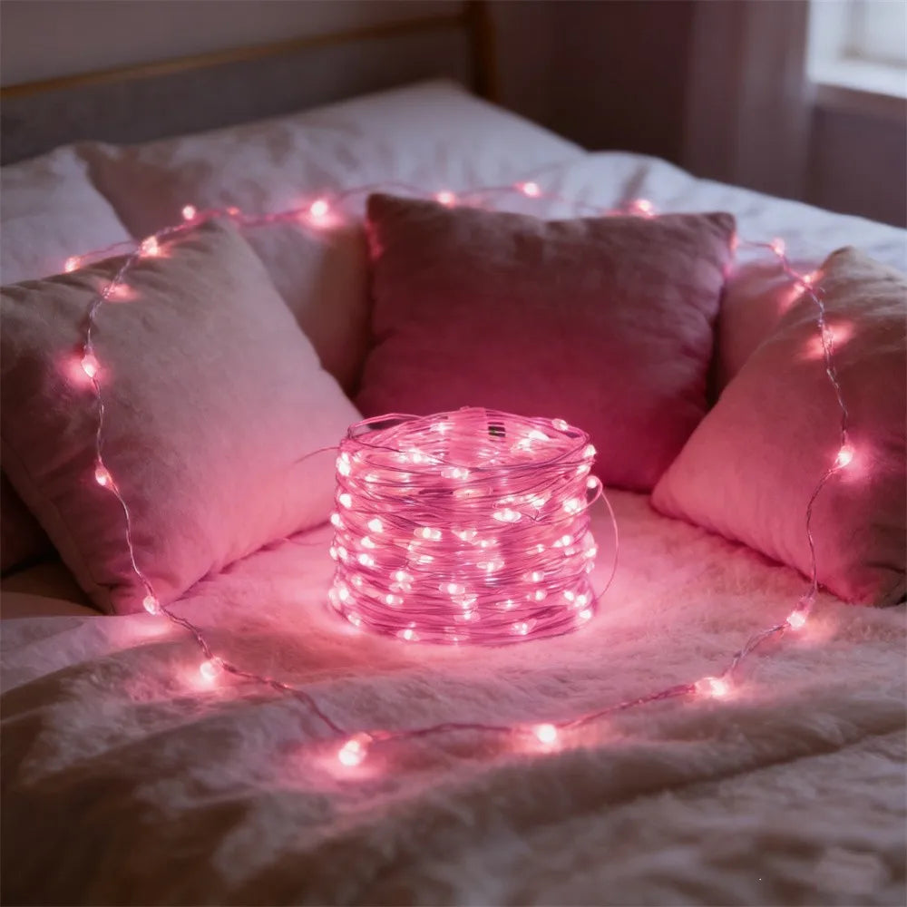 Battery Powered LED Silver Wire String Lights - 1M 2M 5M 10M Fairy Garland