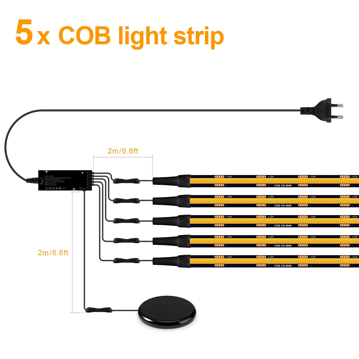 Black PCB COB LED Strip for Wooden Slats - Touch Dimmable Accent Light