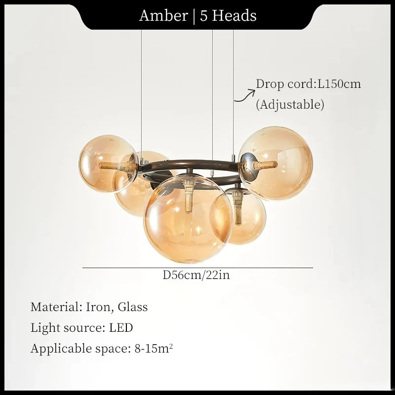 Postmodern Nordic Designer Creative Pendant Lights Art Living Room Bedroom Restaurant Magic Beans Multi-color Glass Chandelier