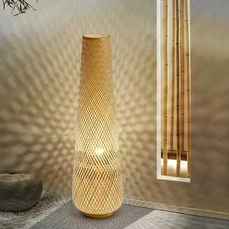 Japanese Style Floor Lamp Tea Room Zen Bamboo Creative Vertical Light Nordic Living Room Bedroom Ins Style Sofa Side Art Lights