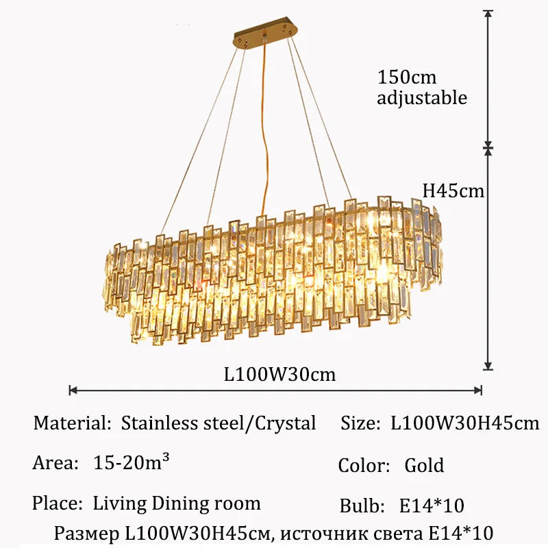 Luxury Crystal Ceiling Pendant Chandelier Lights Dining Room Chandeliers Lighting for Living Room Light Home Decor Lustre Salon