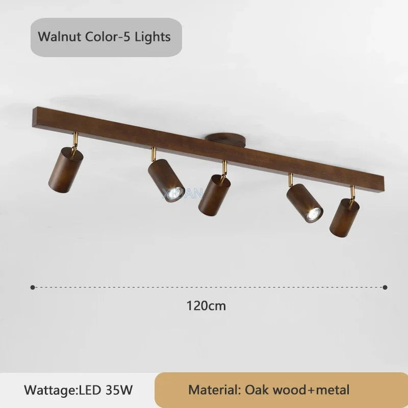 2026 Nordic Walnut Wood Ceiling Chandelier For Living Room Dining Room Aisle Entrance Corridor Lamps With Spotlights For Wall Pi