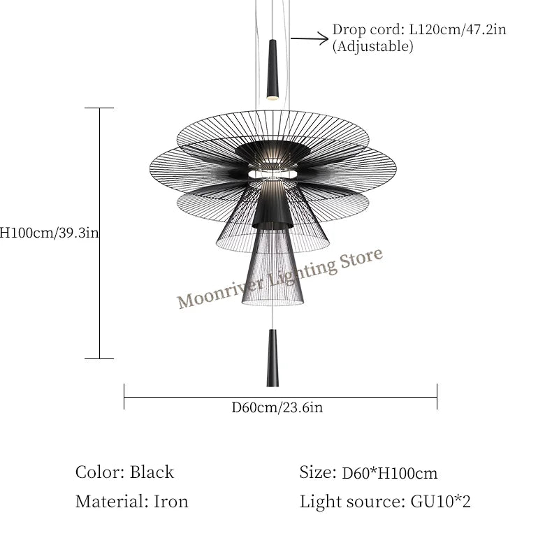 Modern Flying Saucer Hanging Lamps for Ceiling Luxury Metal Pendant Lights Restaurant INS LED Chandelier Loft Home Decorations