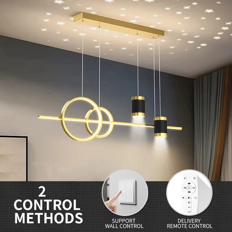 Modern Dining Room LED Pendant Light with Remote Control Dimmable Dining Table Hanging Lamp 90-260v Home Decor Chandelier Lights