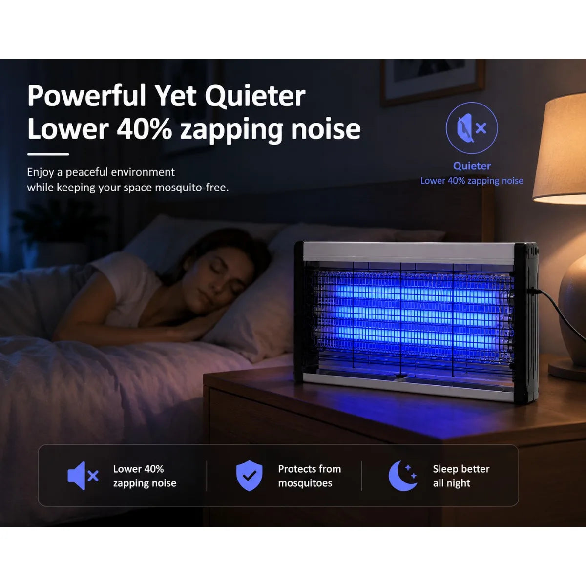 Electric Mosquito Killer Lamp with 3 LED Tubes - Powerful Bug Zapper & Indoor Fly Trap Insect Repellent (EU/US Plug)