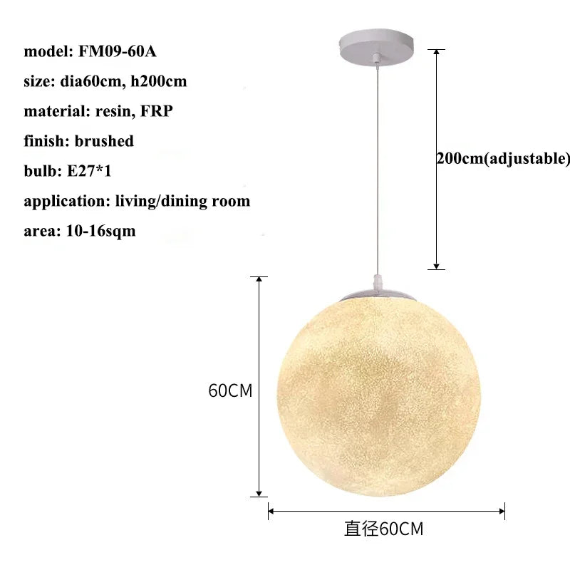 Nordic Moon Led Pendant Lights Lighting Living Dining Room Decor Chandeliers Restaurant Cafe Bar Hanging Lamp Bedroom Luminaire