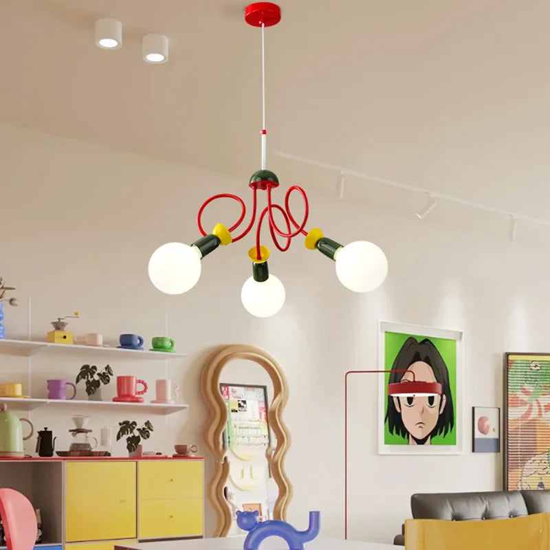 Memphis Design Classic Chandelier Lamps Red Green Colorful Hanging Light for Bedroom Livinng Room Restaurant Hotel Lighting
