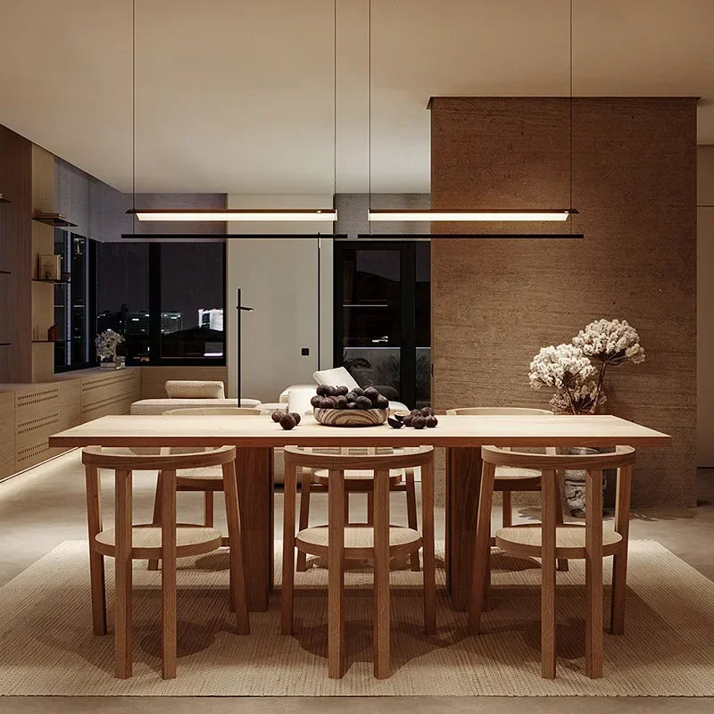 Nordic Minimalist LED Linear Pendant Light - Modern Industrial Hanging Chandelier for Dining Room, Kitchen Island, Bar & Office