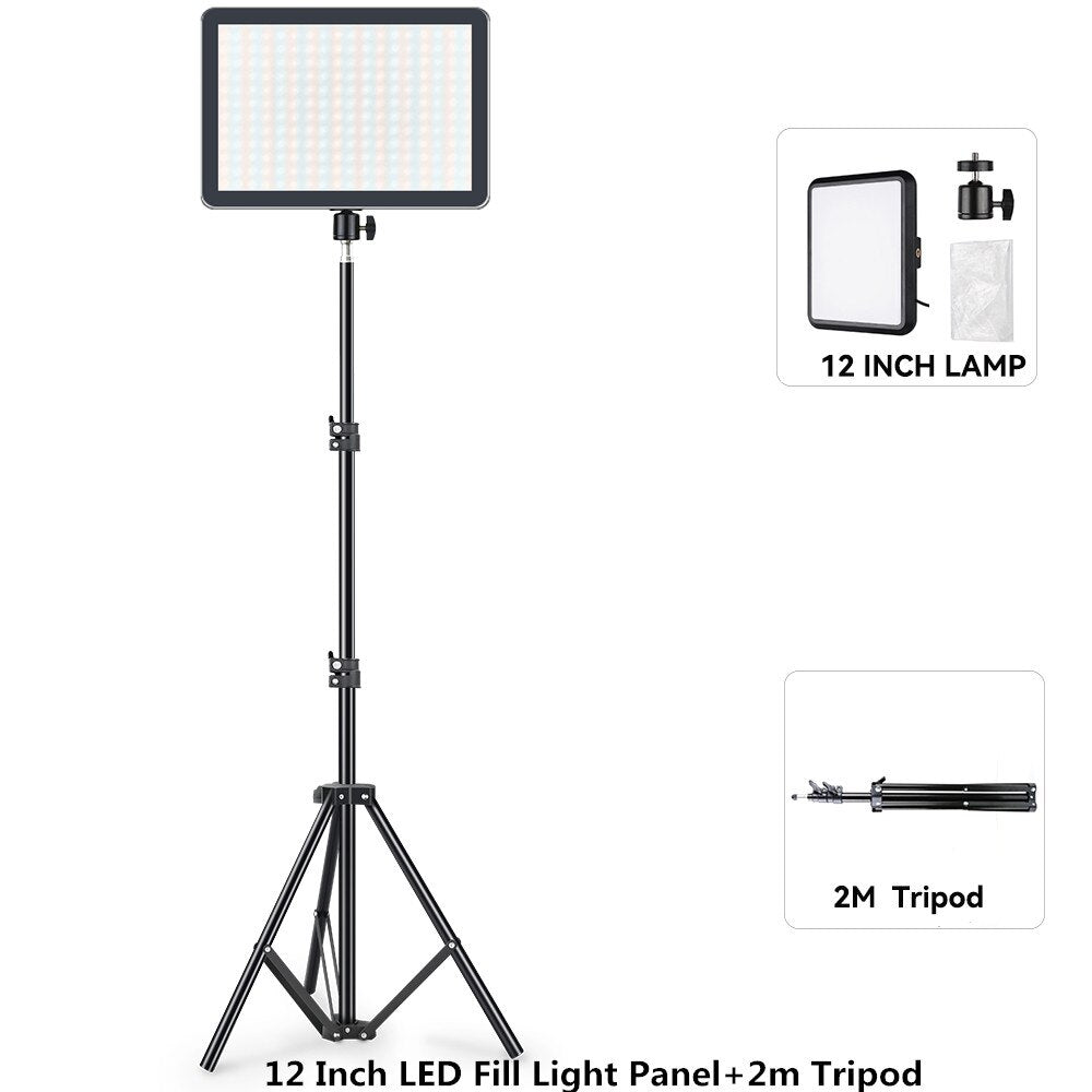LED Fill Lamp Video Light Panel 2800-7000K Photography Lighting Live Stream Photo Studio Light Kit For Live Stream Tiktok