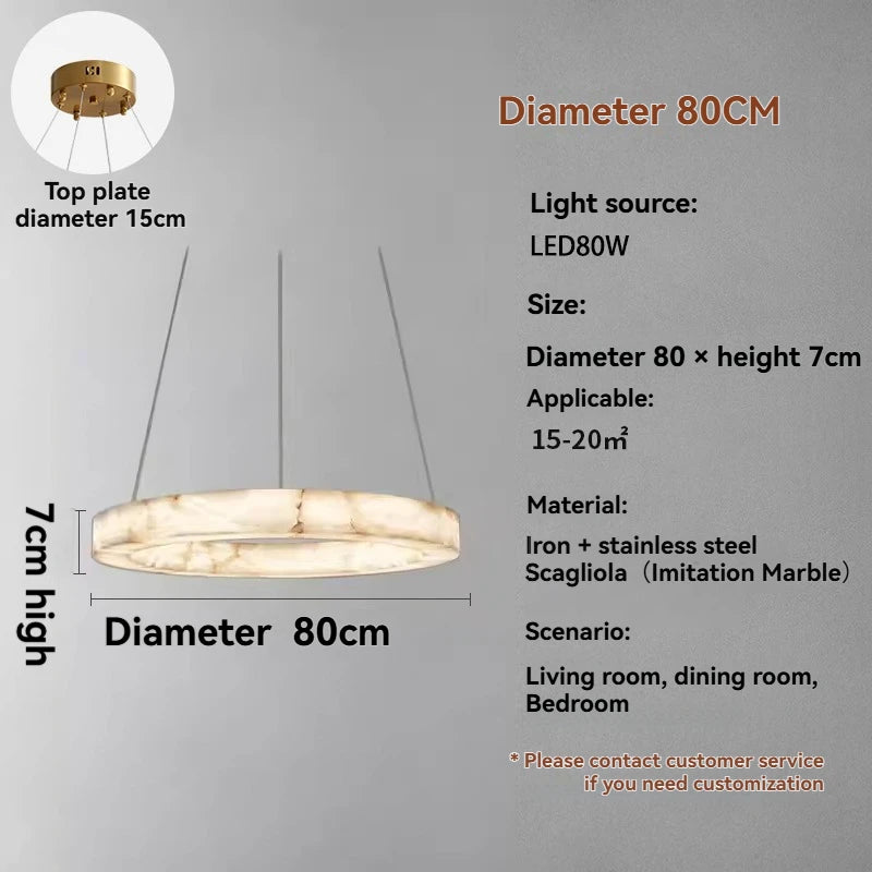 Faux Marble Round Pendant Light Artificial Stone Creative Hanging Lamp Living Room Dining Room Study Hotel Resin Ceiling Light