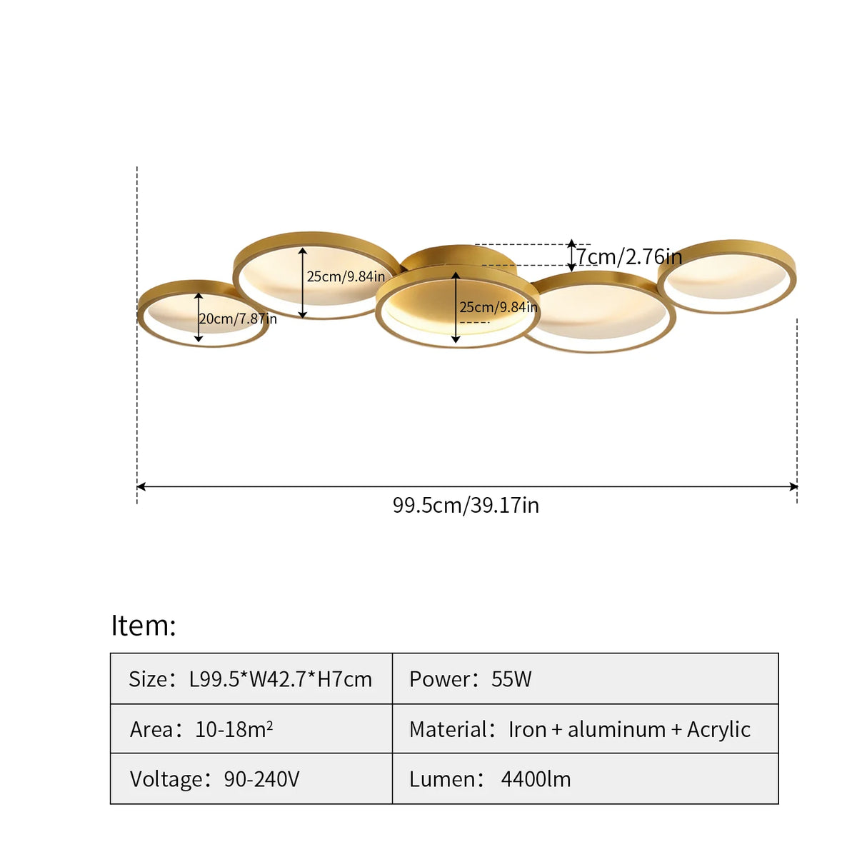 Golden LED Ceiling Light 110v 220v 3 Colors Dimming Modern Creativity Remote Control Living Room Bedroom Aluminum Lamp