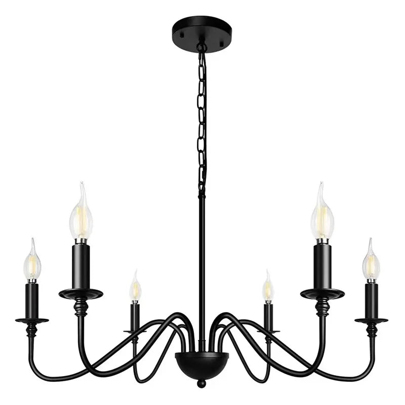 Retro Loft Living Room Chandelier - Vintage American E14 Black & Gold Light