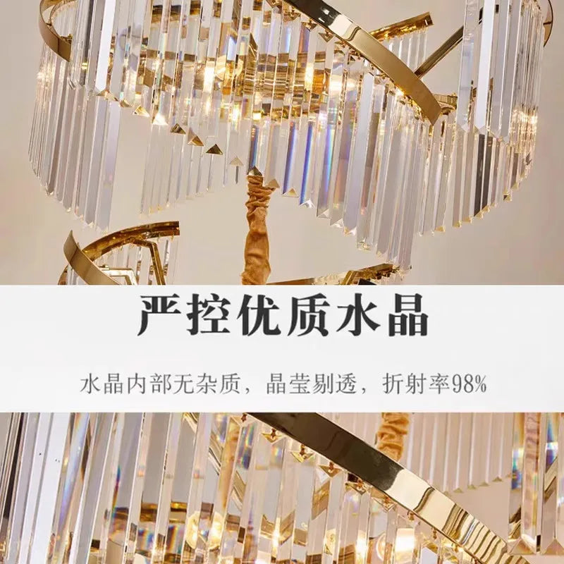 2026 Luxury Customizable Large Chandelier Pendant Light Ceiling Lamp Dimmable K9 Crystal Luster For Staircase Luminaire