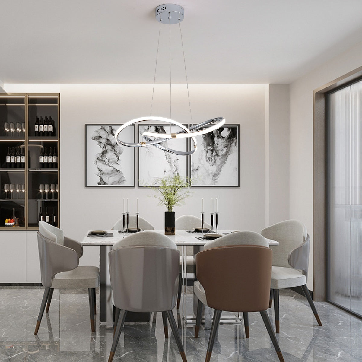Modern Pendant LED Chandelier Lamp AC110-240V Hanging Chandelier Lights for Dinning Bed room Kitchen Alexa Google Home