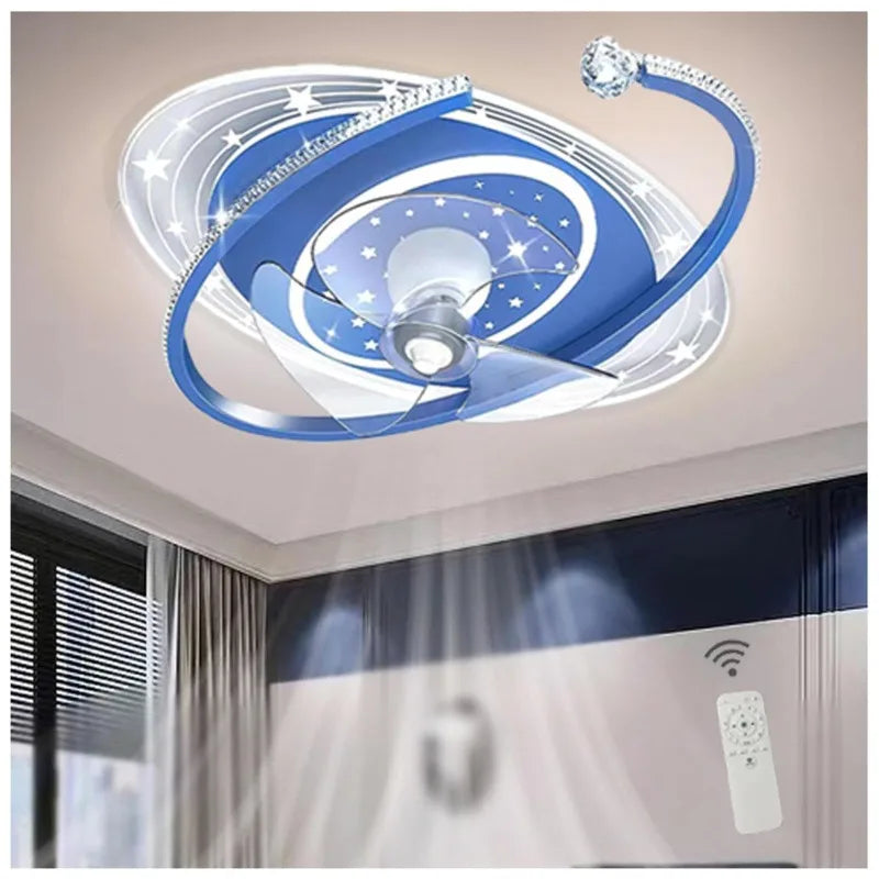 Modern LED Ceiling Fan with Remote - 6-Speed Silent Fan & Stepless Dimmable Light