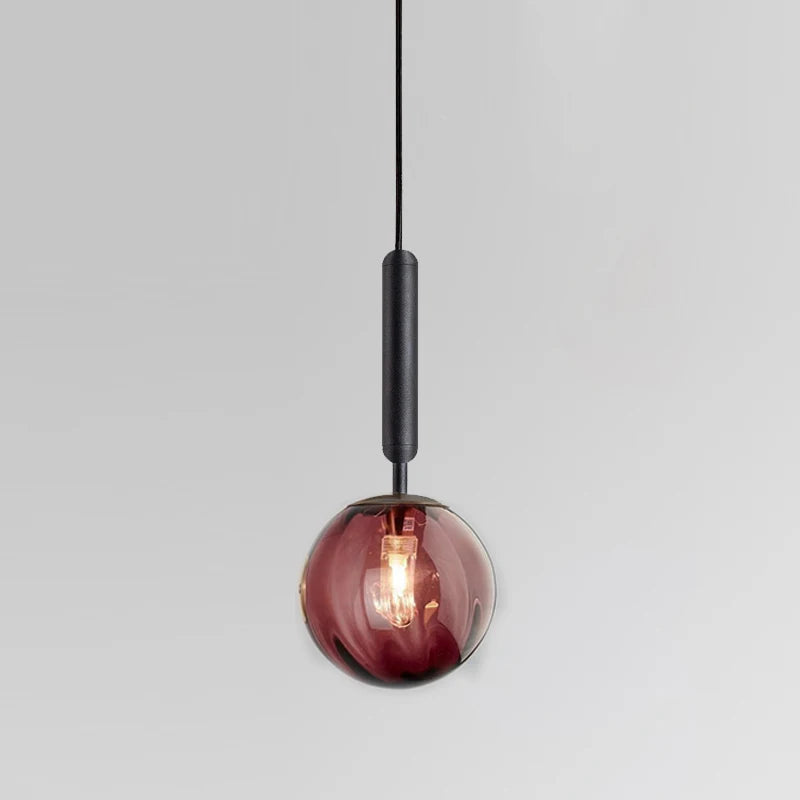 Nordic Colored Glass Pendant Lights Modern Simple Glass Art Hanging Lamp Restaurant Bar Sus pendent Bedroom Bedside Lamp Fixture
