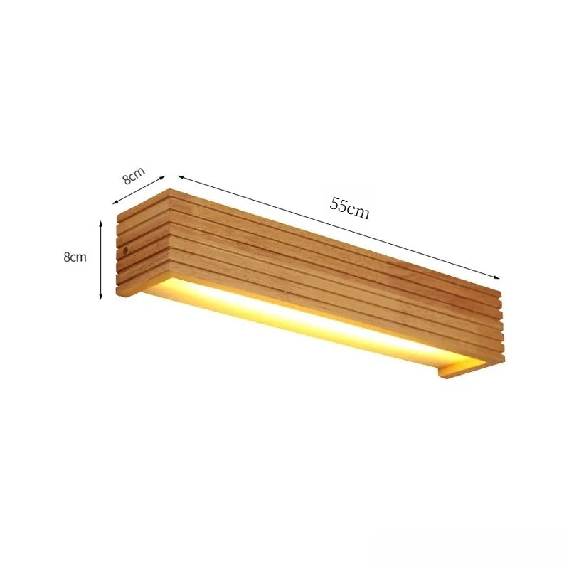 Modern LED Solid Wood Wall Lamp Modern and Simple Nordic Bedroom Bedside Lights Corridor Household Lighting Fixture
