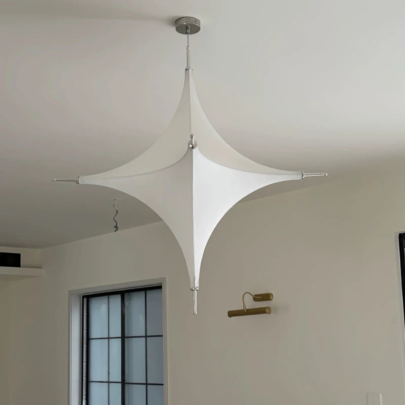 Nordic Creativity Geometric Stars Silk Chandelier Restaurant Cafe Bar Dining Room Pendant Lamp Villa Loft Hanging Light Fixture