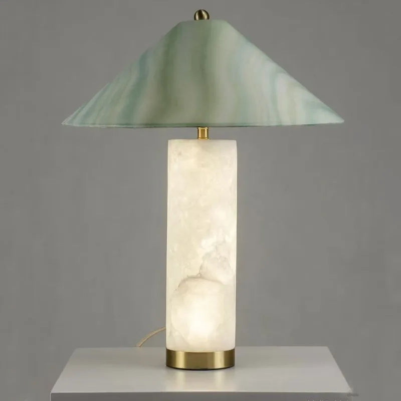 Nordic Cylindrical Marble Base LED Table Lamps Fabric Shade Living Room Study Restaurant Bedroom High-end Home Decor Desk Lights