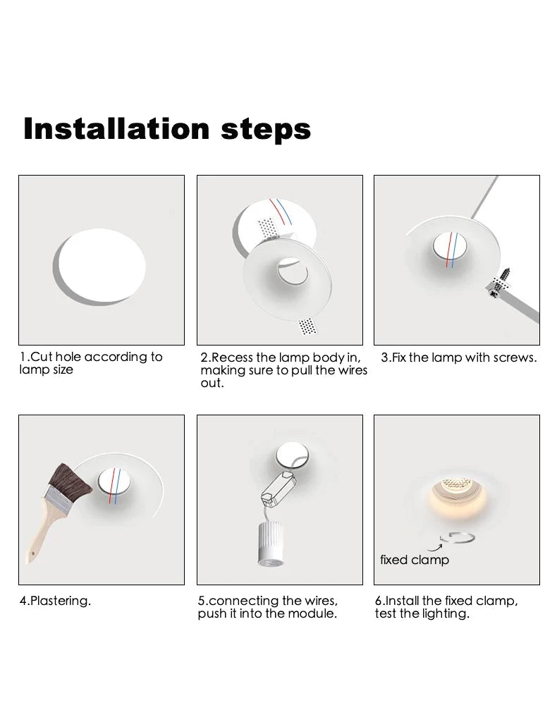 Recessed LED Downlight Ceiling Lamp GU10 Anti-Glare Embedded Gypsum Spotlight for Living Room Bedroom Hotel Aisle Home Lighting