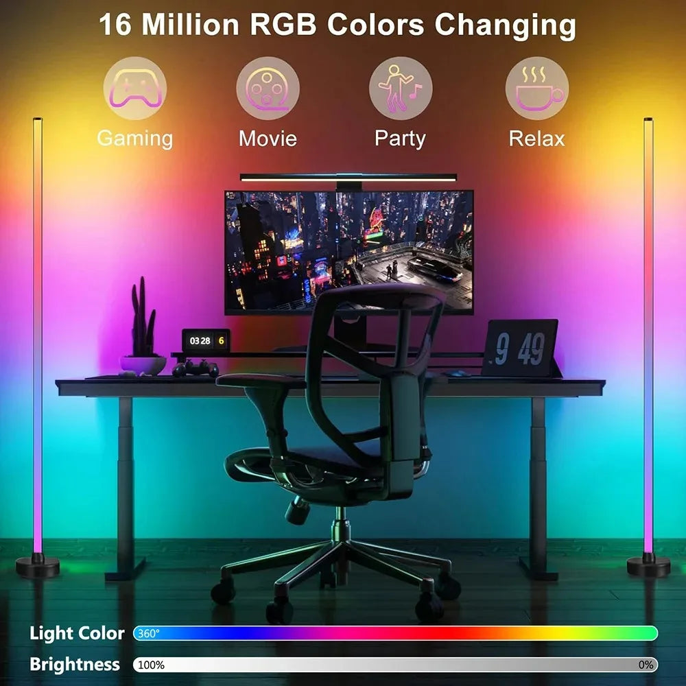 LED Floor Lamp RGB Remote & APP Control Music Sync Corner Lighting Timer Modern Mood Standing Lamp for Living Room Gaming