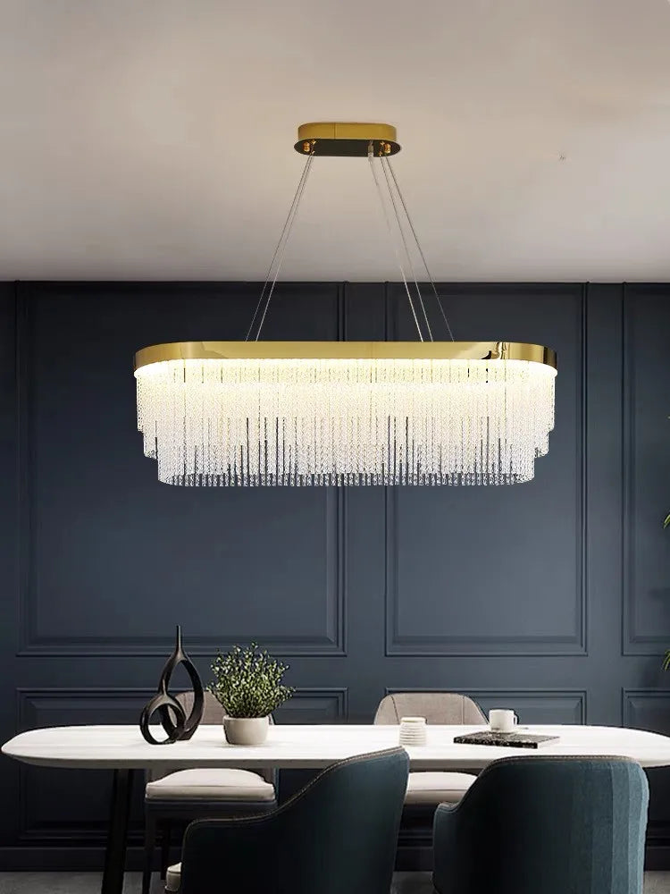 Post Modern Led Chandelier 2025 New Tassel Crystal Pendant Lamp American Luxurious Chandelier Home Decor Luster Lighting Fixture