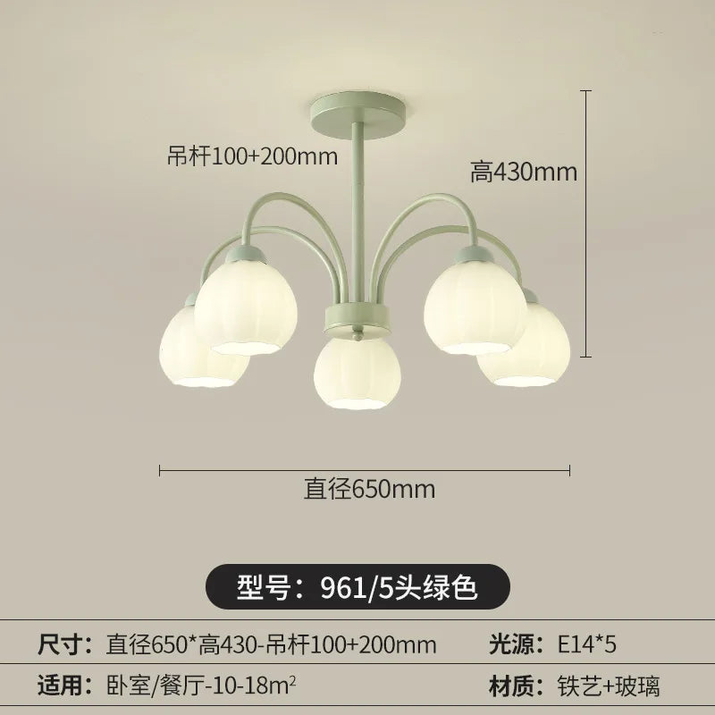 Living Room Chandelier Nordic Match Green Dining Room Light French Pastoral Simple And Warm Bedroom Living Room Lamp