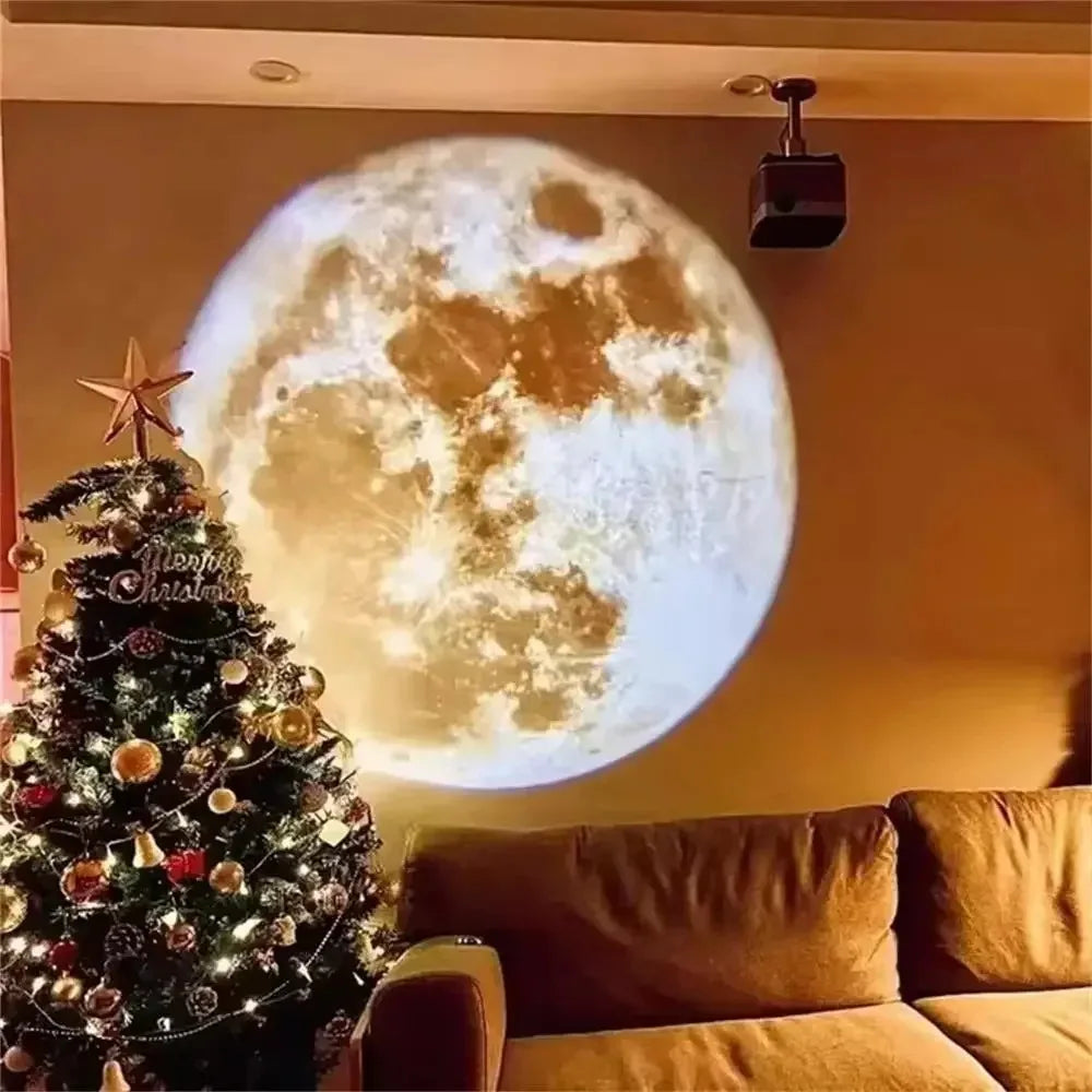 Planet & Moon Projection Night Light - USB Earth & Galaxy Bedroom Ceiling Lamp