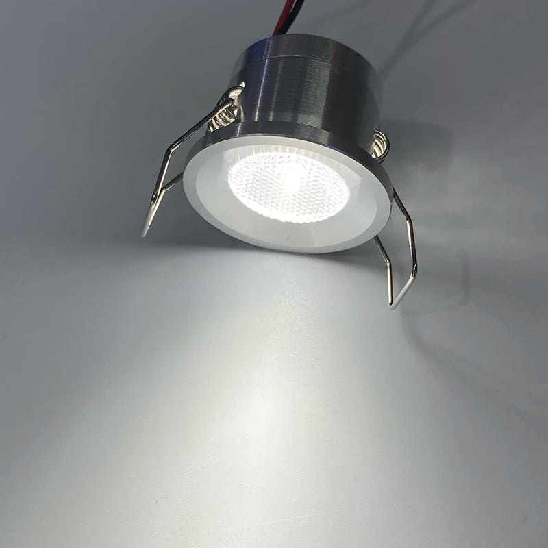 Mini 12V 1W Embedded LED Downlight Ceiling Spotlight - Small Built-in Recessed Cabinet & Bathroom Light (Silver, White, Black Shell)