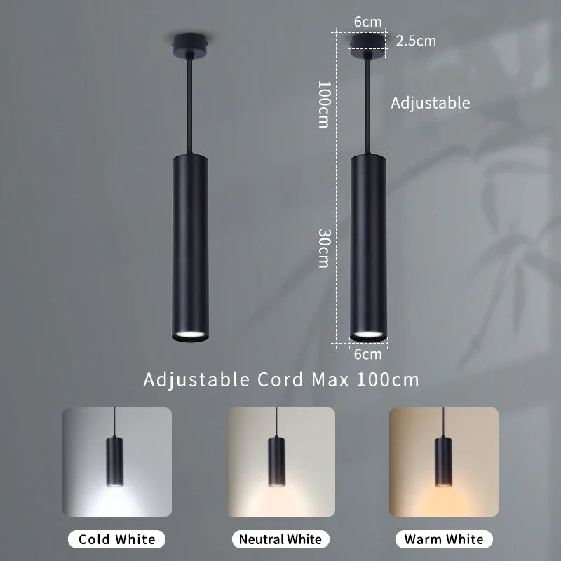 Black LED Pendant Lights GU10 Room Decor Retro Living Room Chandelier Hanging Fixture for Kitchen Table Bedroom Dining Room