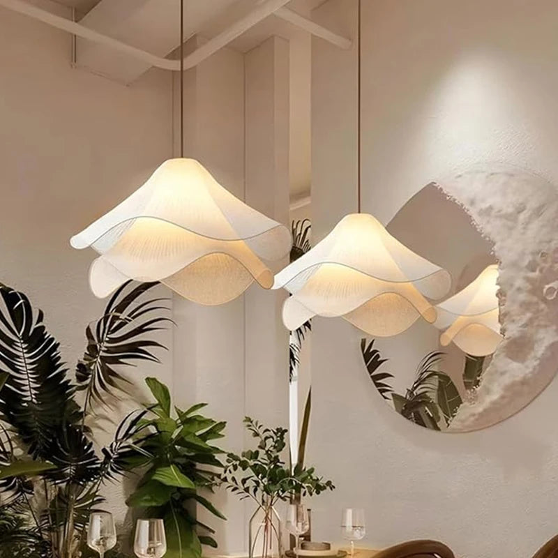 Pendant Lamp LED Nordic Minimalist white fabric flower Chandelier Living Room Bedroom Restaurant Minimalist Home Decor Lighting