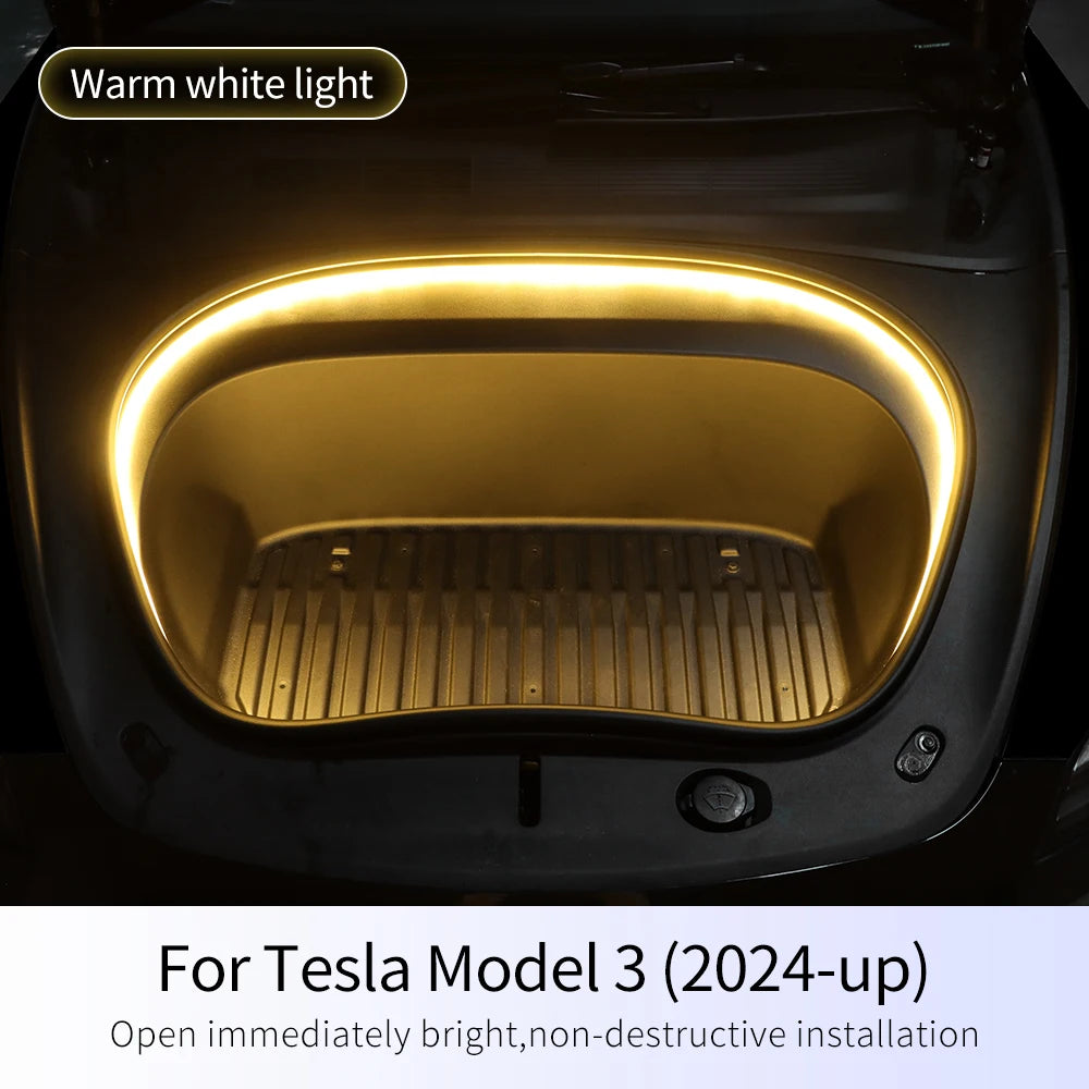 For Tesla Model 3 Highland 2024 2025 2026 Front Trunk Brighten LED Strip Waterproof Flexible DIY Flexible Front Rear Trunk Light