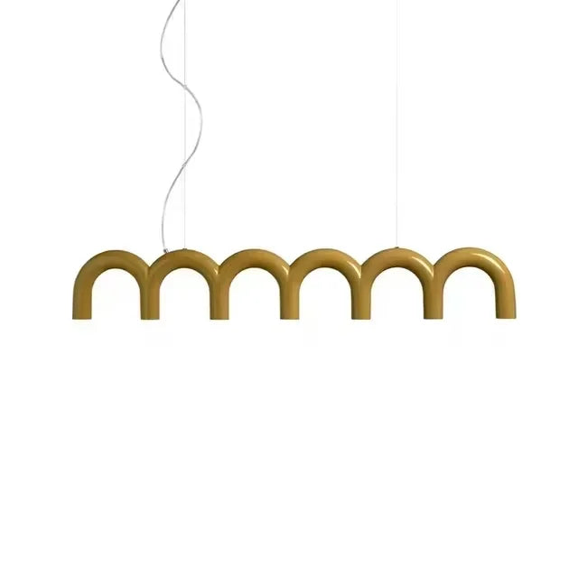 Oblure Arch Chandelier Post Modern Design Pendant Light for Coffee Living Room Kitchen U Shaped Lamp Blue Metal Macaron Lamp