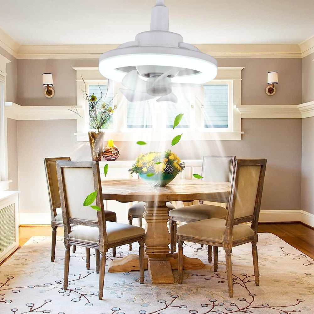 360 ° Swing Head Ceiling Fan Light E27 With Remote Control Adjustable LED Fan Light Living Room Ceiling Fan Chandelier 85V-265V