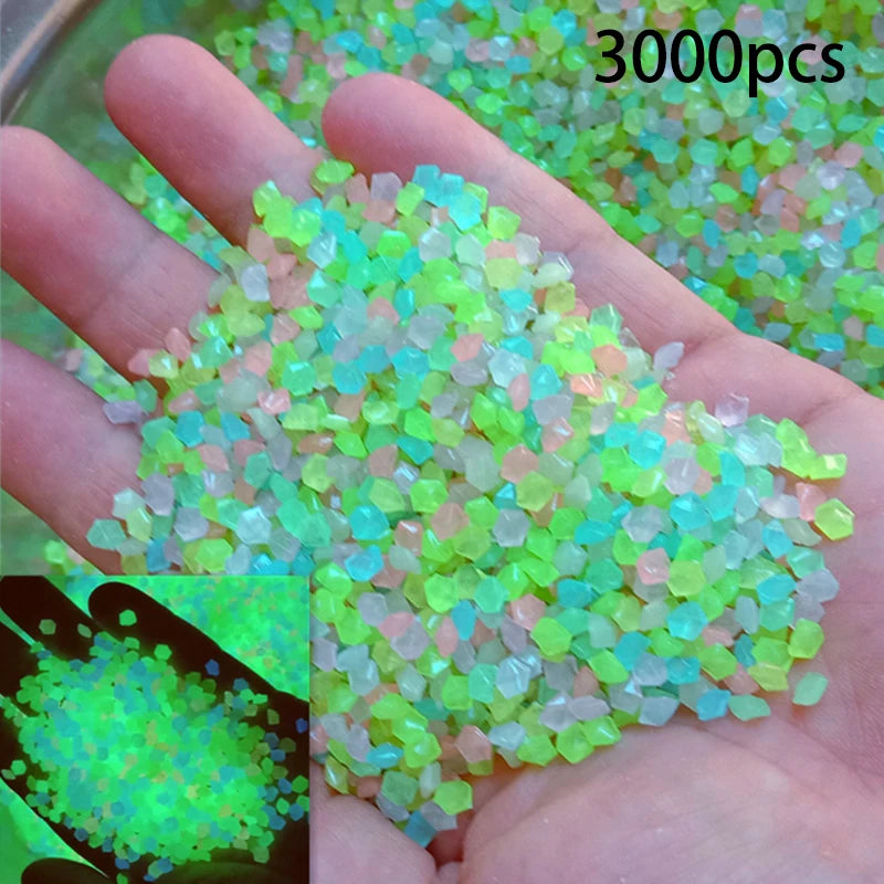 3000Pcs/Bag Luminous Glow Sand, Garden Wedding Party Aquarium Decor, Colorful Reusable Mini Landscape Pot Gardening Supplies