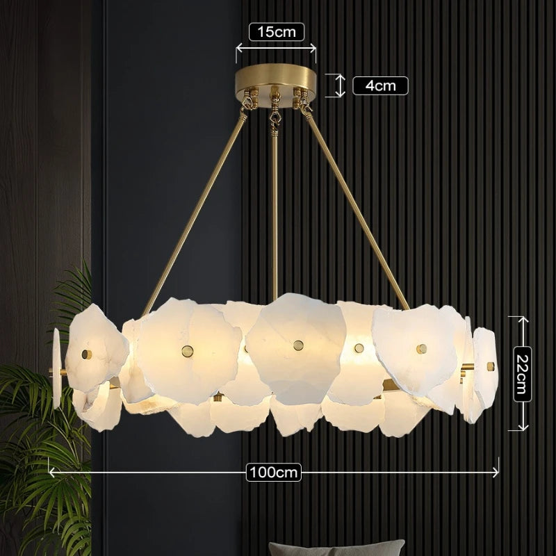 Modern Natural Marble LED Pendant Light - Luxury Stone Ceiling Chandelier Lamp Fixture for Dining Table, Living Room & Bathroom