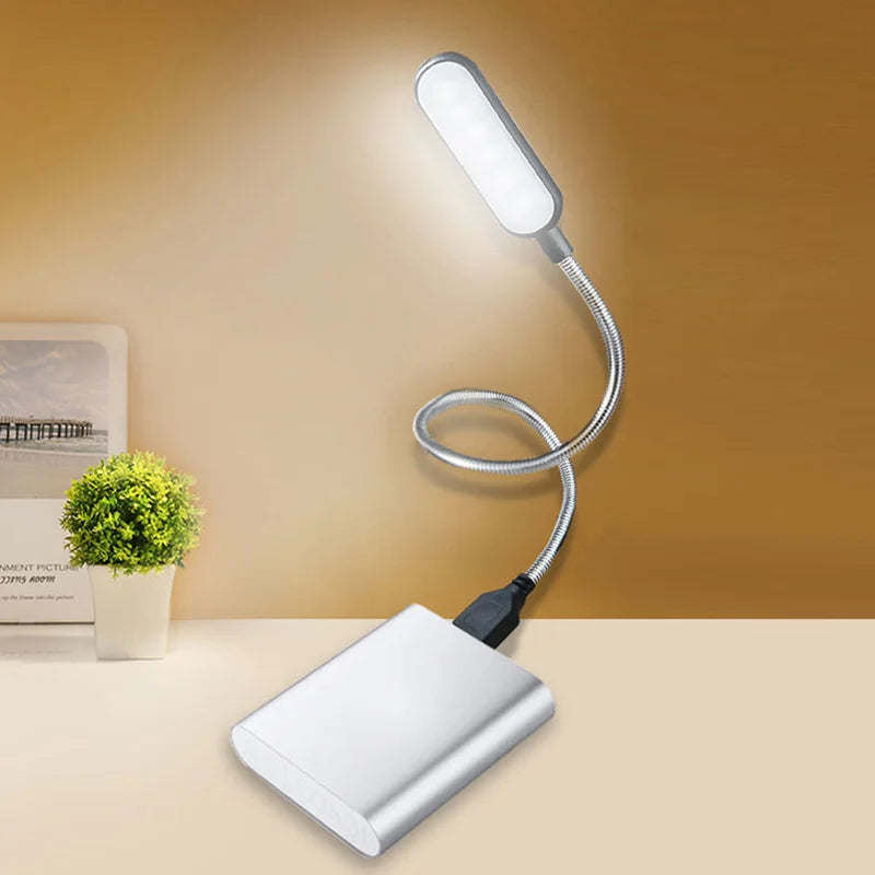 Mini 4 LED Book Lamp Portable USB Reading Night Lamp White/Warm Color Table Desk Lamp For Laptop Power Bank Notebook PC Computer