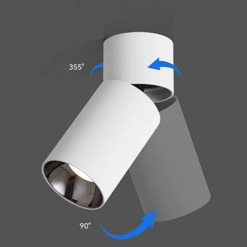 Rotating 355 ° Folding Surface Mounted Spot Light with No Opening Exquisite Ceiling COB Tube Light